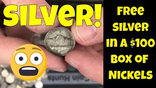 Silver Nickel Box!  Coin Roll Hunt of a $100 Box of Nickels