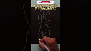 DIBUJANDO UN CONEJO CON TINTA BLANCA #shorts #art #youtubeshorts #drawing #conejo (ARTE IMPROVISADO)