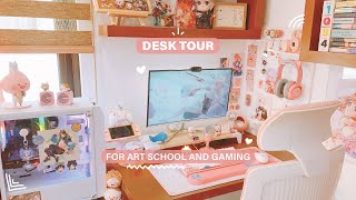 Desk Setup Tour 🤍 Pink & Cozy Study / Gaming Space