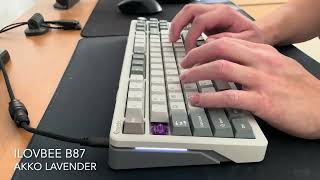 Akko Lavender Purple Switches | ilovbee B87 TKL | Leaf Spring Mount | Typing Sounds