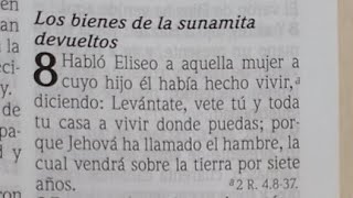 2 Reyes 8-9 (Los bienes de la sunamita devueltos) y 2 Corintios 10 (Pablo defiende su ministerio)