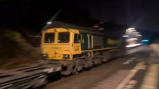 66596 rushes through Slaithwaite with a Crewe-Leeds working