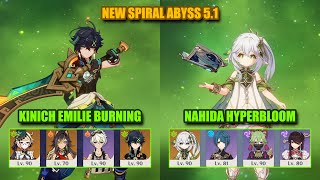 Kinich Emilie Burning & Nahida Hyperbloom | Spiral Abyss 5.1 | Genshin Impact