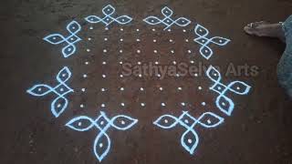 7 x 7 dots innovative sikku kolam | simple kambi kolam | SathyaSelva Arts