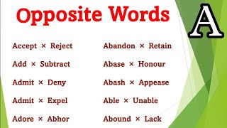 Important Antonyms (A) For Competitive Exams | SSC GD | CGL | CHSL | Opposite Words | RRB | SBI |