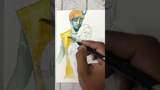 Krishna Painting | Watercolour Painting #shorts #youtubeshorts