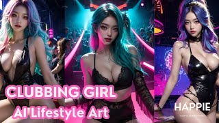 AI Cosplay Clubbing Girl Fanart, Night Club, Disco Lifestyle, AI ART LOOKBOOK , Model Gallery Fanart