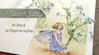 VLOG Flower Fairy_ forget-me-not_ Cicely Mary Barker/ Watercolor Illustration/ 물망초 꽃 요정_ 수채화 일러스트