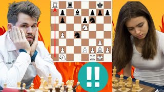 King Magnus Carlsen vs Anna Cramling 34