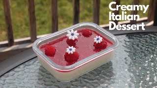 Creamy and delicious raspberry and vanilla Panna Cotta recipe.