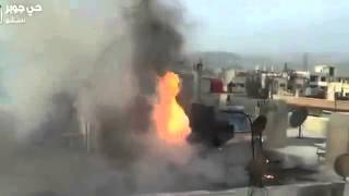 Syria   Jobar Residents Fight Fires From Assad Bombing of Neighborhood Damascus