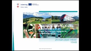 Webinaire VI Interreg France-Suisse : Appels candidature Plans Territoriaux Intégrés de Coopération