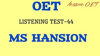 OET LISTENING || Ms Hansion & Catherine #oet #oetexam