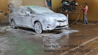 How to turn on and customize follow me headlamps on Honda City 2020