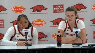 Kiki Smith and Jenna Lawrence speak to the media following the Hogs win over East Texas A&M