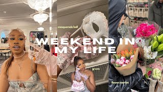 weekend in my life 👸🏾💐 *UoL ACS masquerade ball 2022|grwm|columbia road flower market*