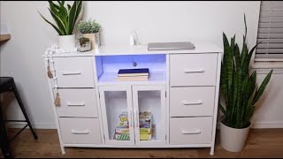 White Dresser Review | Bedroom Dresser TV Stand with Charging Station Entertainment Center