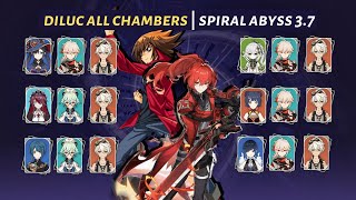 [Genshin Impact] | Diluc Multi Variant - Spiral Abyss 3.7 | All Chamber - Floor 12