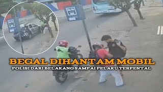 BEGAL APES !! polisi kejar & tabrak pelaku begal sampai terpental !! rekaman cctv