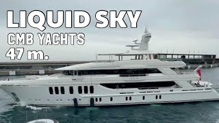 Luxurious 47 m. Liquid Sky Superyacht Departing after the Monaco Formula E-prix 2024