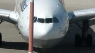 Lufthansa Airbus 340 taxing gate C6 at Ben Gurion airport-Israel