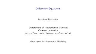 Math 4500, Difference Equations