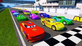 Race Disney Cars   Nurburgring   Yellow McQueen and Friends Color All Cars 3