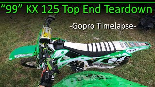 Gopro Timelapse top end teardown 99 Kawasaki KX 125 2 stroke dirt bike