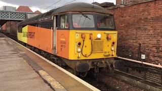 Colas rail class 56 locomotive 56113 departs Doncaster after route learning via Sheffield and chest