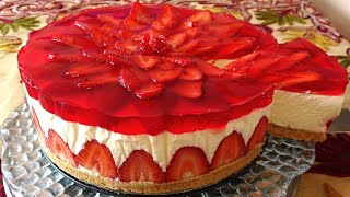 تشيزكيك الفريز🍓( الفراولة) الباردة بدون فرن  سهل وسريع شكل وطعم كتيييييير طيب🥰