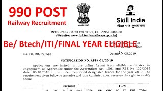 RAILWAY APPRENTICESHIP 2019 || 990 POST