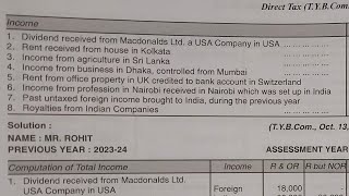 Scope of  total Income Resident/NON Resident DIRECT TAX Tybcom sem5 ARK sir University solution
