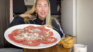 МУКБАНГ /ПРОБУЮ СЫРОЕ МЯСО CARPACCIO ОТ МИРАТОРГ  /