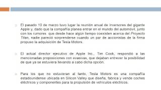 Los inversores proponen a Apple que adquiera Tesla Motors