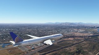 Boeing 767-400ER, Continental Airlines, arrival in Phoenix, Arizona MSFS 2020