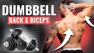 24 Min Dumbbell Back and Biceps Workout at Home | Muscle Building