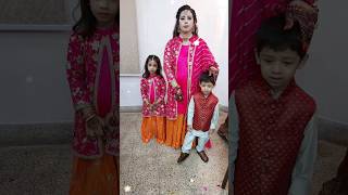 Mehndi Function ki dressing with my kids #shorts #youtubeshorts #mehndi #viral #fun