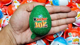 NEW! Colored Glitter Kinder Joy opening ASMR - A lot of Kinder Surprise egg toys Part-204