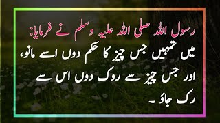 Hadees Pak | Main Tumhy Jis Cheeze ka hukam Do Ussy mahno aur jis cheeze say rock do uss Say ruckjao