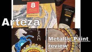 Review of Arteza Metallics ~ Heavy Bodied Acrylic Paint ~ Painting with Miranda PItrone