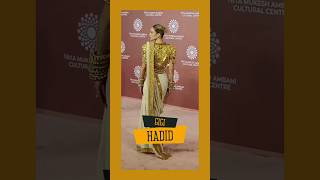 Golden Girl Gigi hadid stuns in a saree at NMACC event in india #shorts #gigihadid #viral #trending