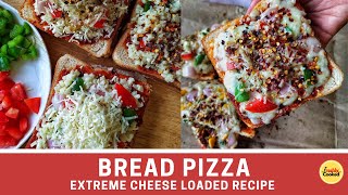 cheese loaded bread pizza recipe | cheesy veg bread pizza | bread pizza recipe | veg pizza recipe |