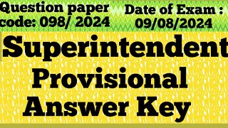 098/20240 || Superintendent || Provisional Answer Key