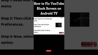 How to Fix YouTube Black Screen on Android TV #shorts #shortvideo #youtubeblackscreen