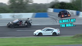 Tesla Plaid Cyber Kart Takes On Spectator Drags!