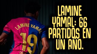 Lamine Yamal 66 partidos en un año.