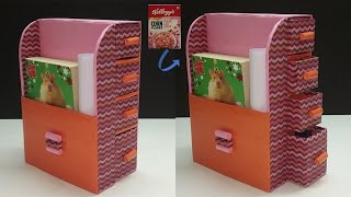 DIY Simple Organizer from Cereal Box | Cereal Box Craft | DIY Desktop Organizer