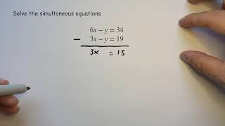 Solving simultaneous equations by subtraction