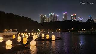 걷기좋은 길 | 수원 광교호수공원 밤풍경 산책 힐링사운드 Beautiful Gwanggyo Lake Park Night View City Tour, Korea