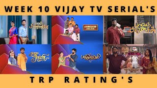 WEEK 10 VIJAY TV SERIAL'S TRP RATING'S | VIJAY TV | VIDEO'S WORLD | TAMIL | 2022 | UPDATES